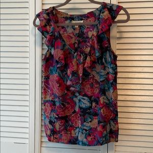 Anthro Moulinette soeurs floral silk ruffle top